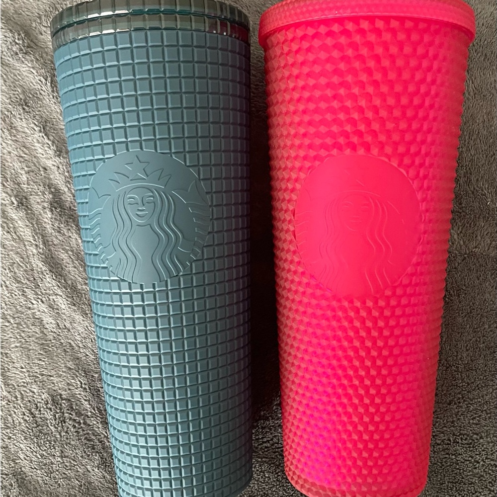 Starbucks Blue and Pink Textured Tumblers